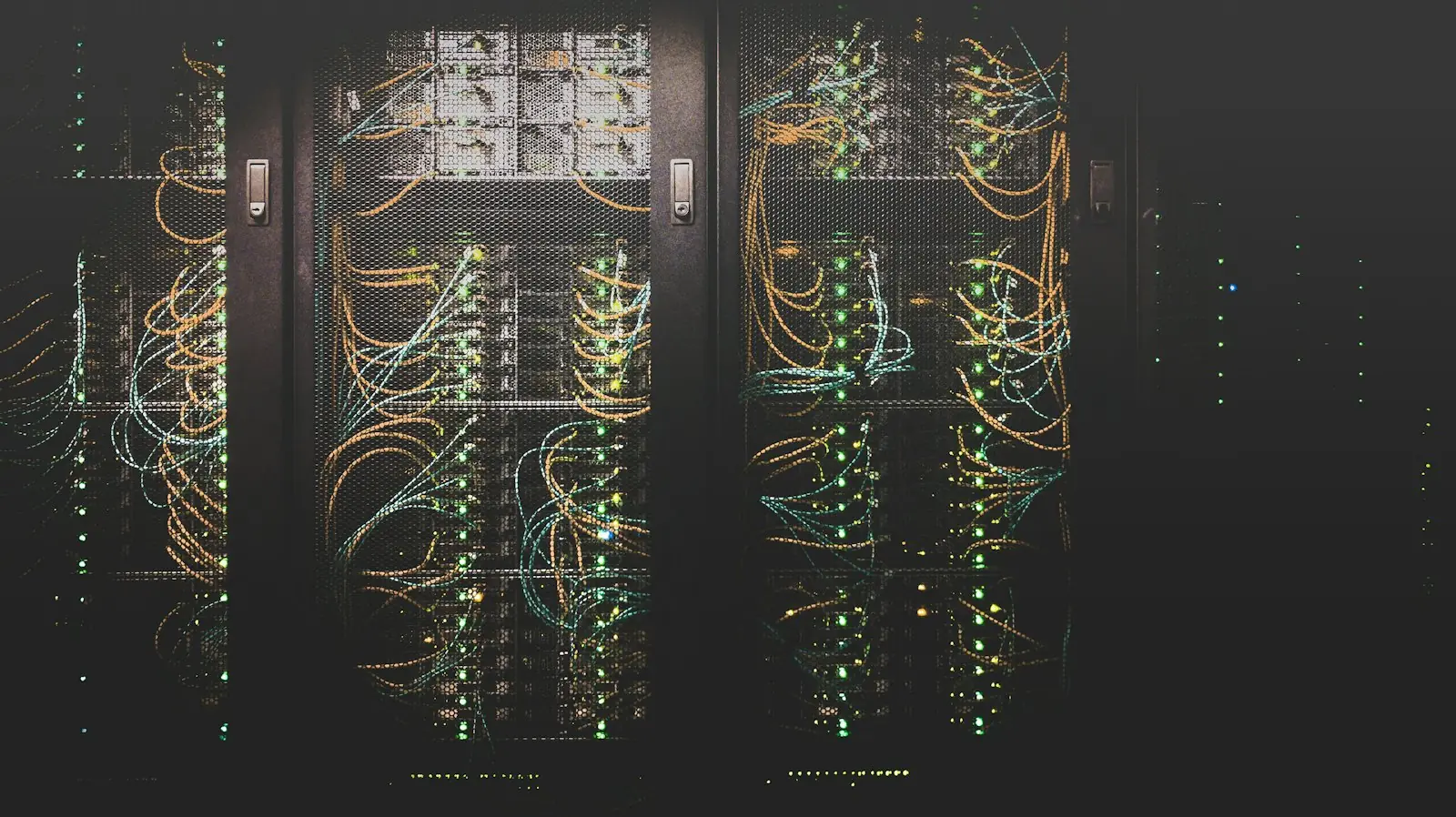Server racks and network cabling in a cloud data center