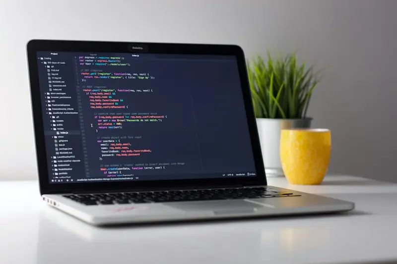 Laptop with code editor